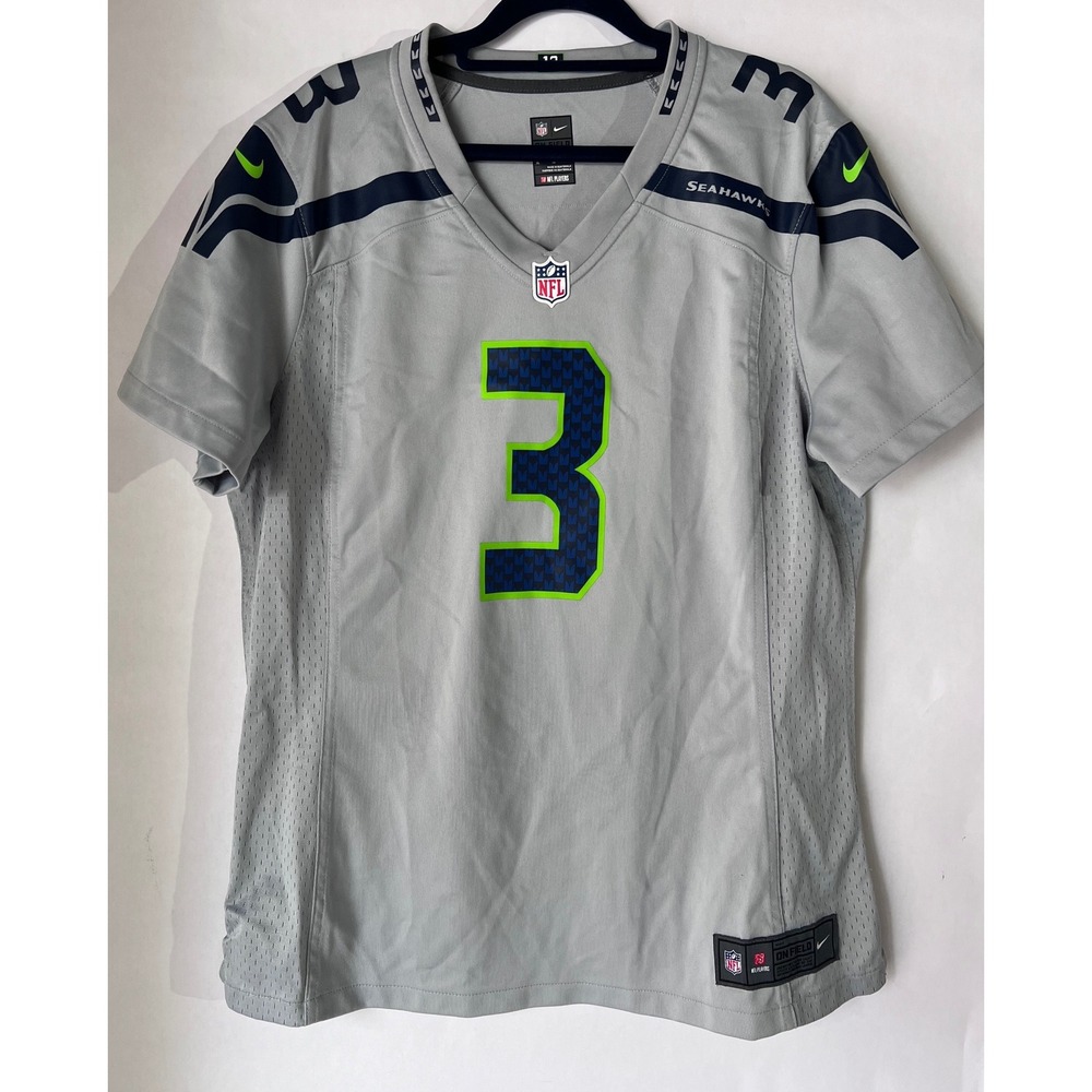 Nike Seattle Seahawks Russell Wilson 3 On Field Jersey Women XL Wolf Gray